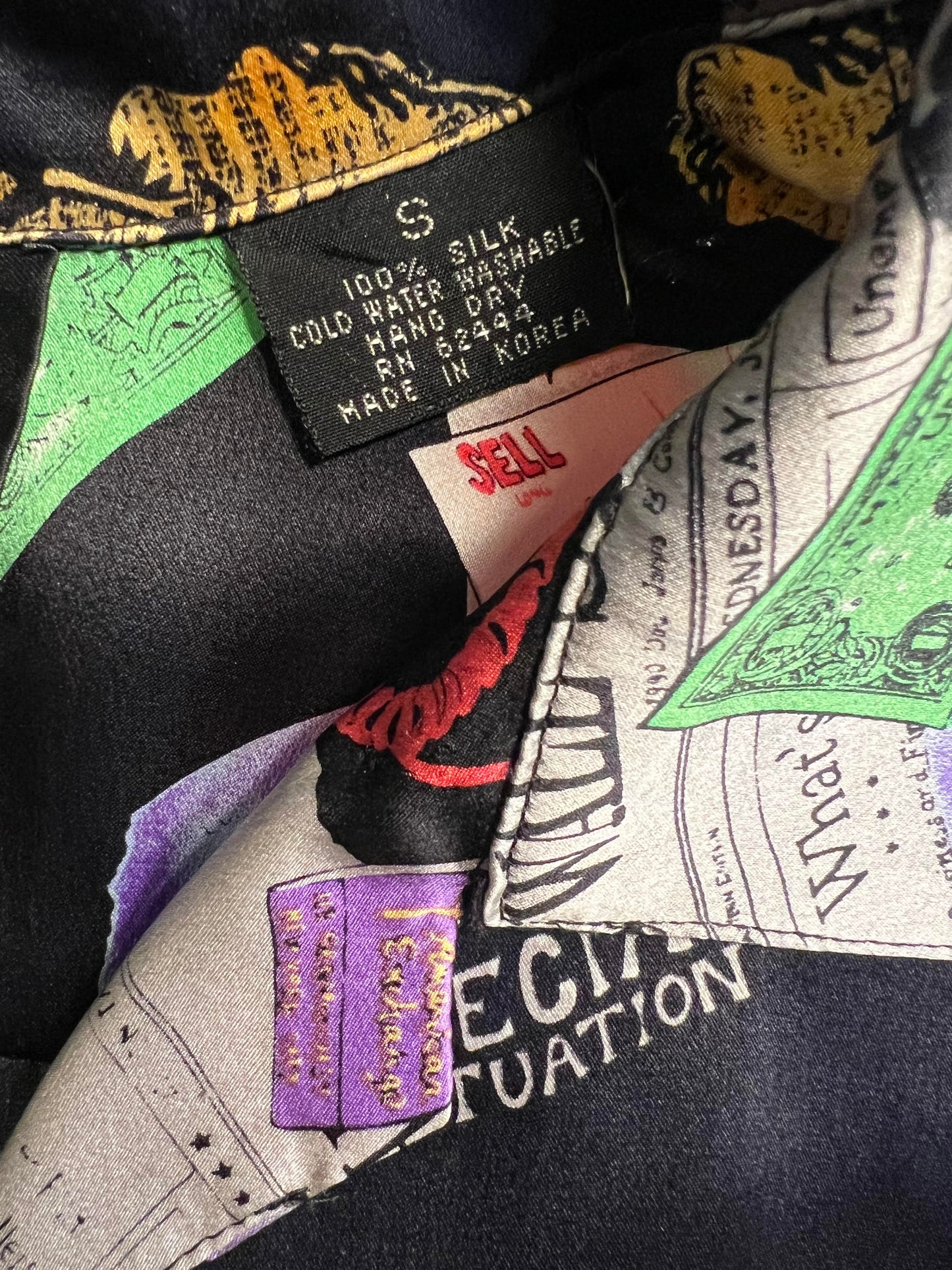 Vintage Nicole Miller “Wall Street Journal” Silk Shirt