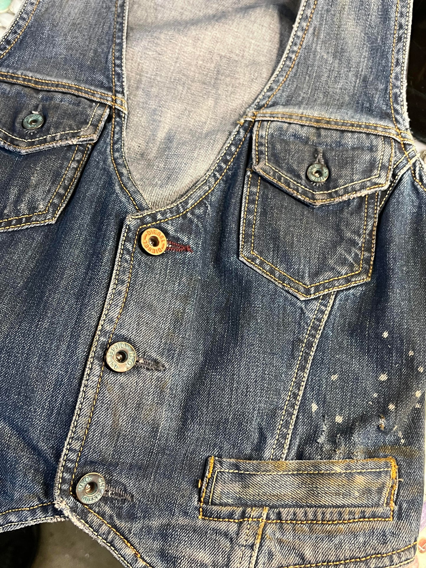 Vintage Diesel Distressed Denim Vest