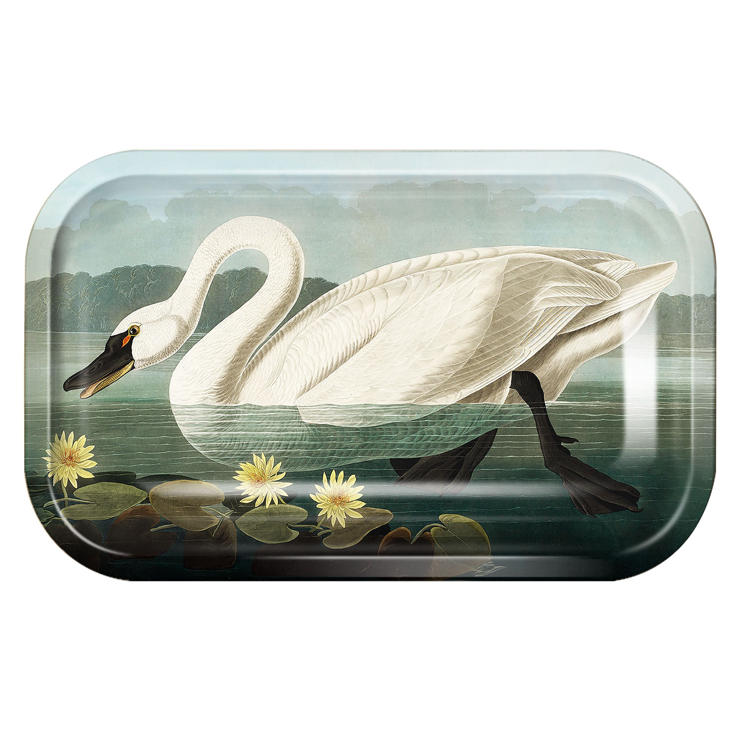 Metal Audubon Swan Catchall Tray / Trinket Tray