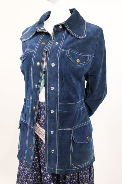 Navy Blue Suede Jacket