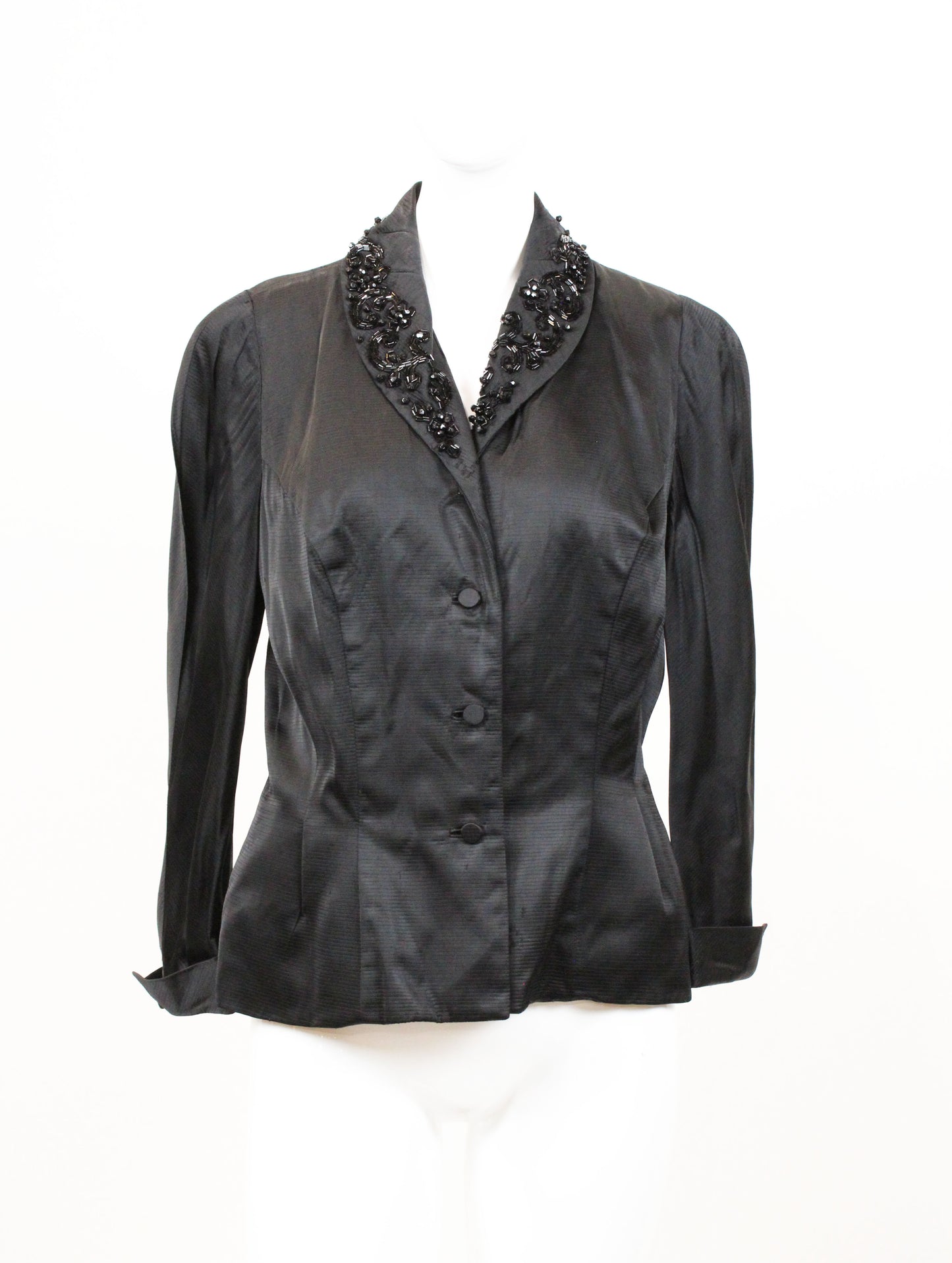 Vintage 1930s–40s Black Silk Beaded Evening Jacket