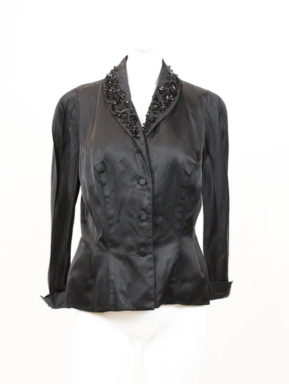 Vintage 1930s–40s Black Silk Beaded Evening Jacket