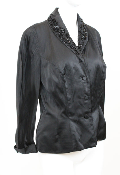 Vintage 1930s–40s Black Silk Beaded Evening Jacket