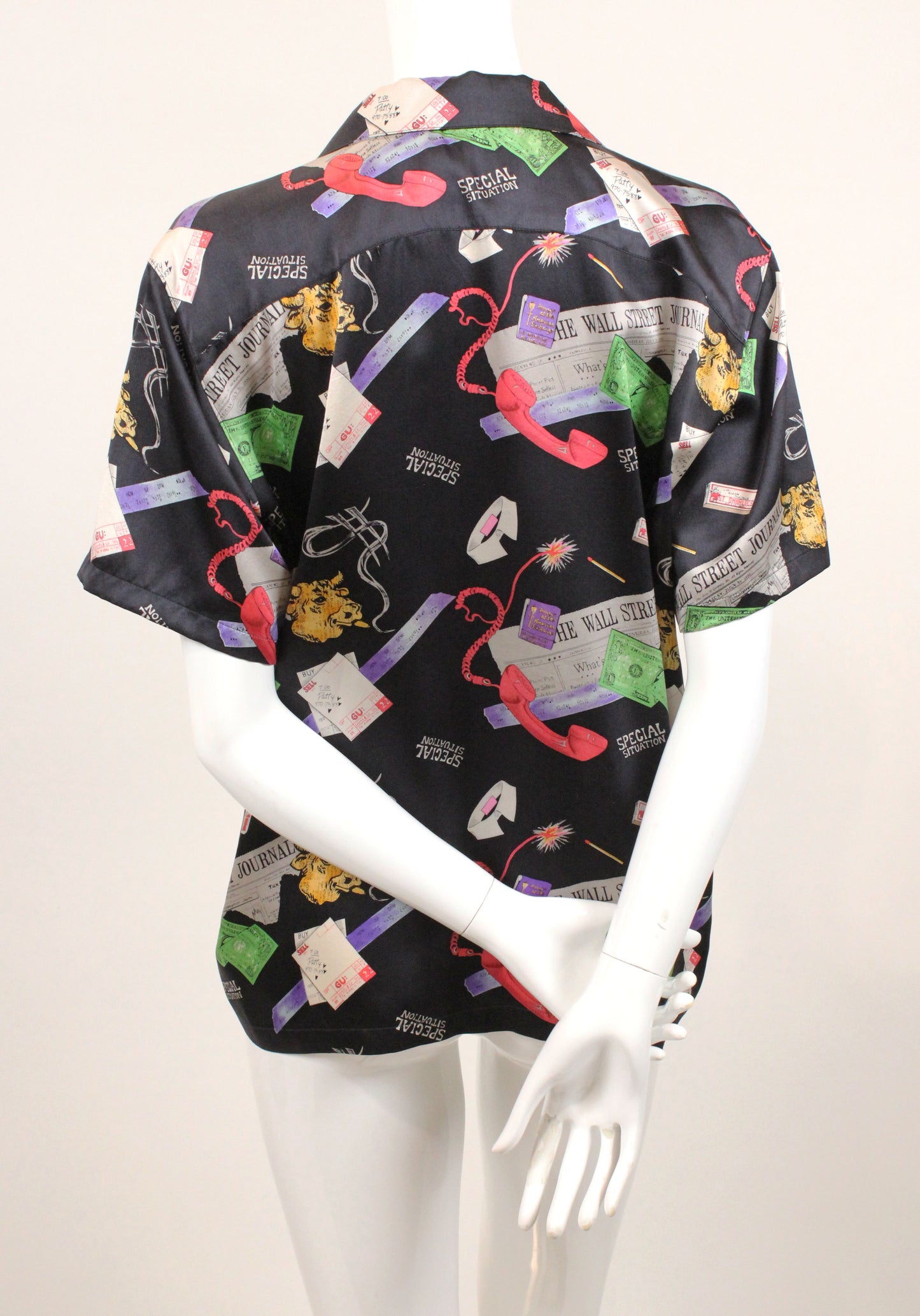 Vintage Nicole Miller “Wall Street Journal” Silk Shirt