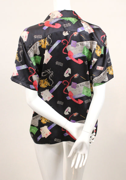Vintage Nicole Miller “Wall Street Journal” Silk Shirt