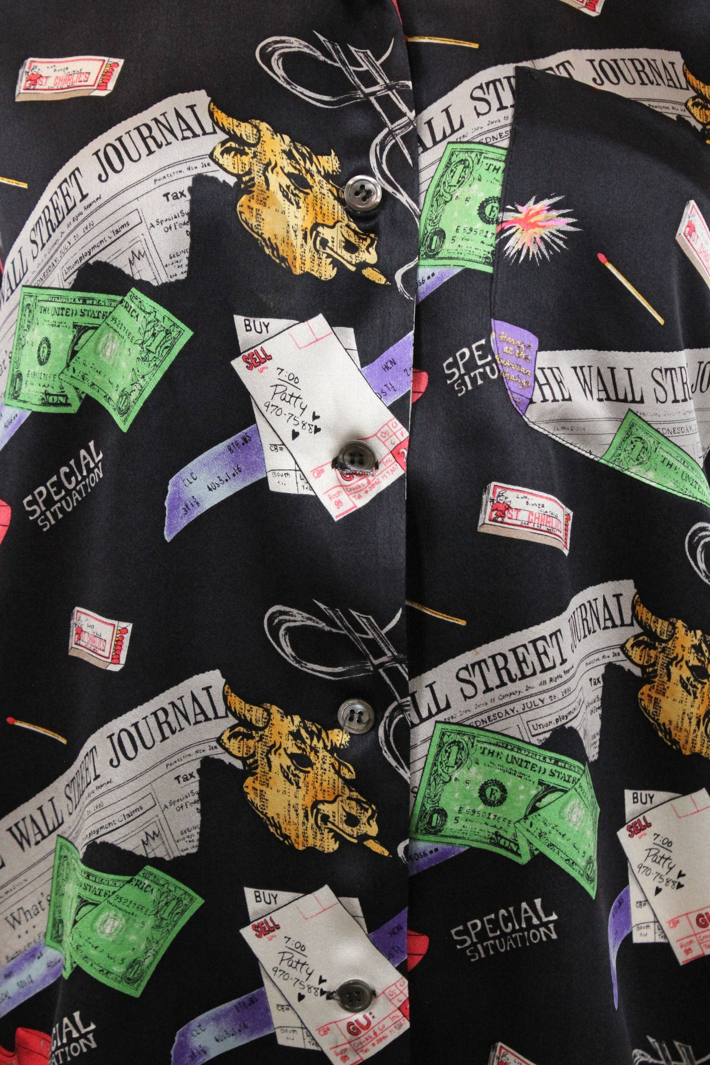 Vintage Nicole Miller “Wall Street Journal” Silk Shirt