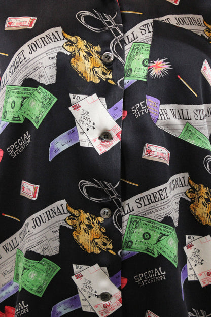 Vintage Nicole Miller “Wall Street Journal” Silk Shirt