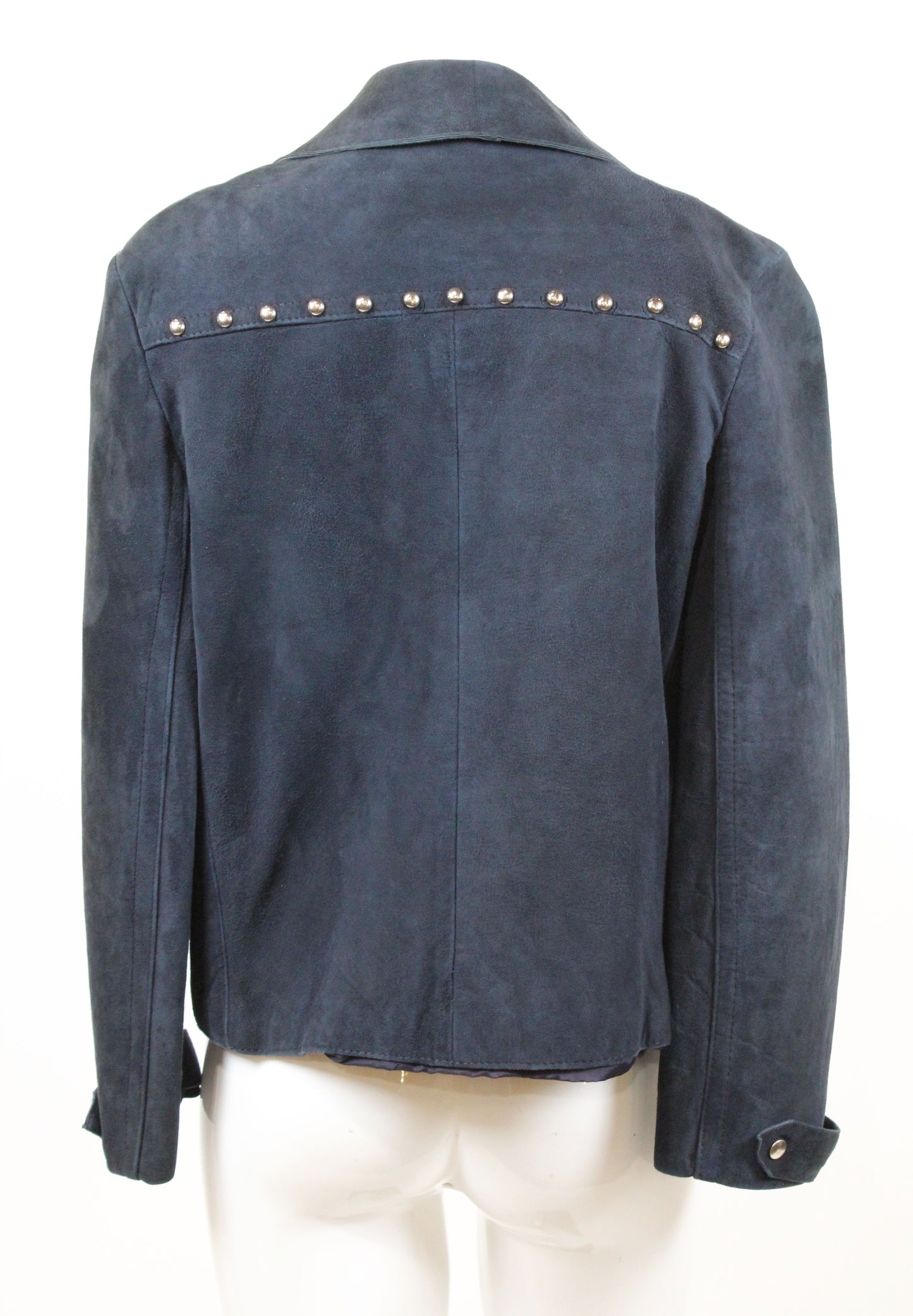 Vintage 1970s Studded Suede Jacket – Midnight Blue