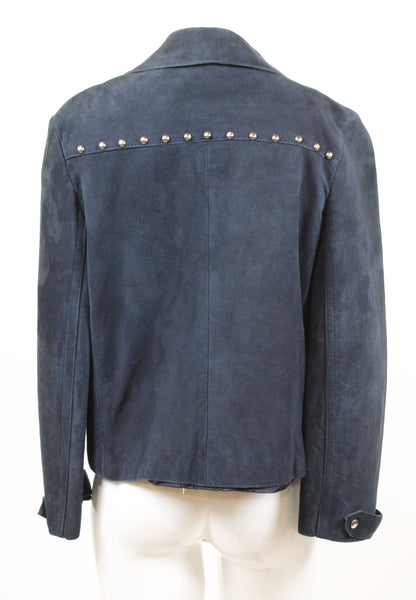 Vintage 1970s Studded Suede Jacket – Midnight Blue