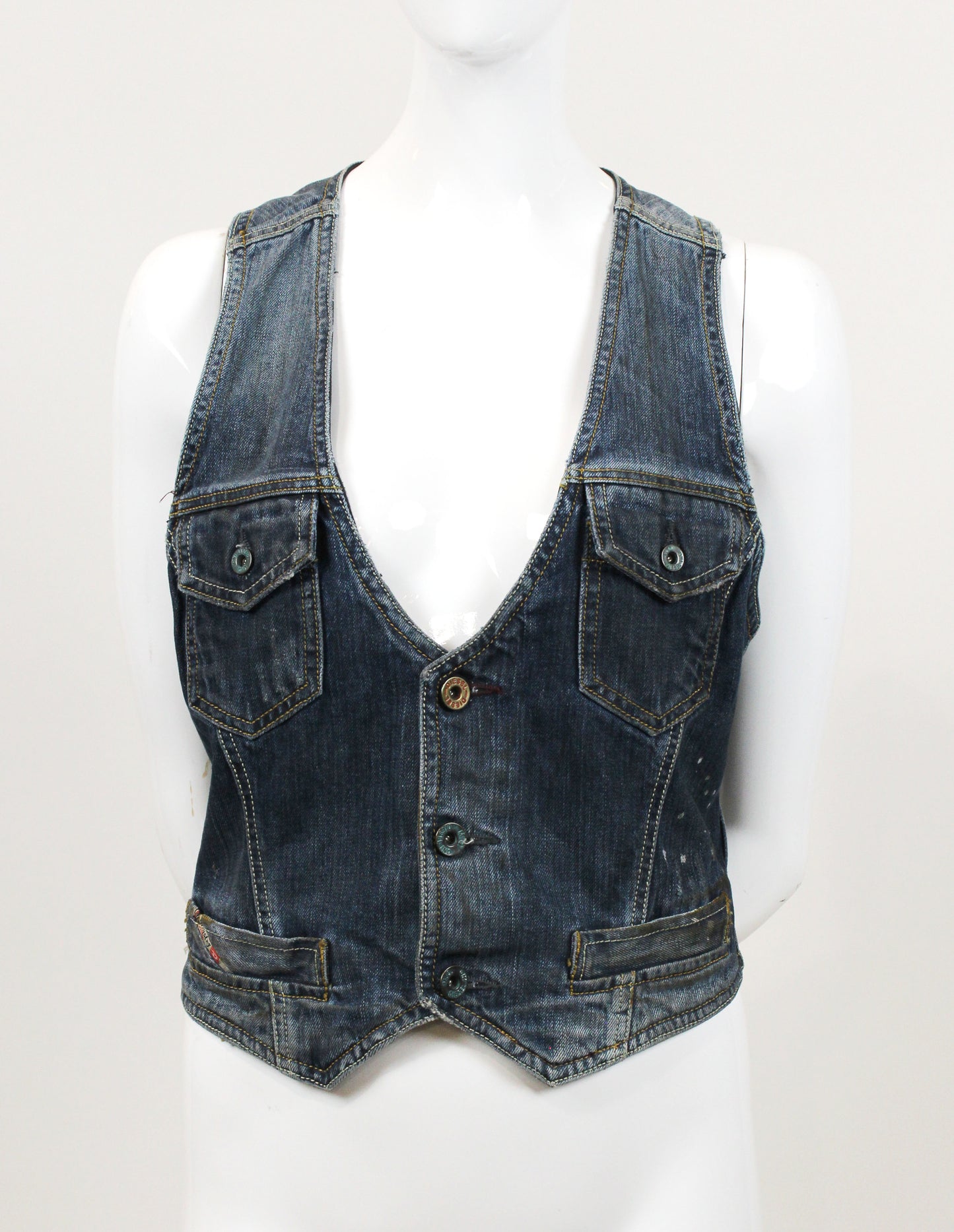 Vintage Diesel Distressed Denim Vest