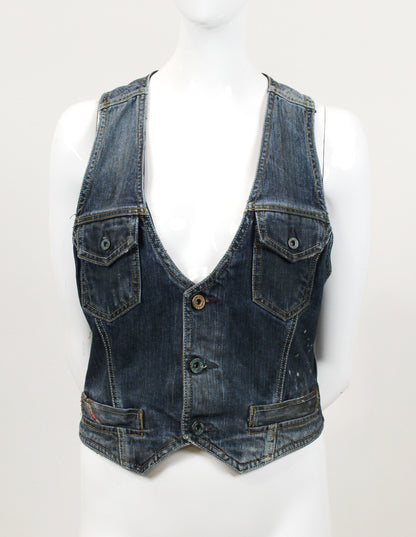 Vintage Diesel Distressed Denim Vest