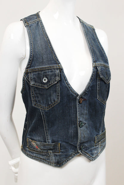 Vintage Diesel Distressed Denim Vest