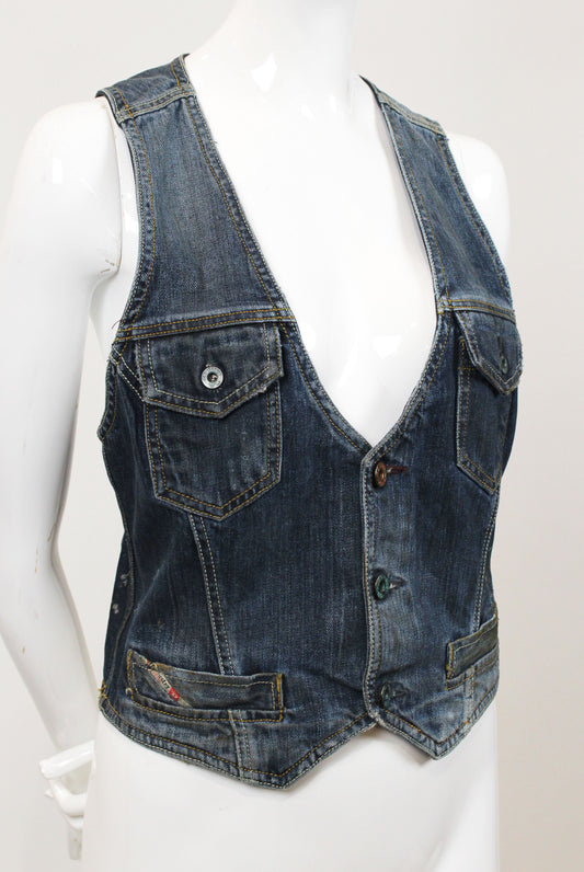 Vintage Diesel Distressed Denim Vest