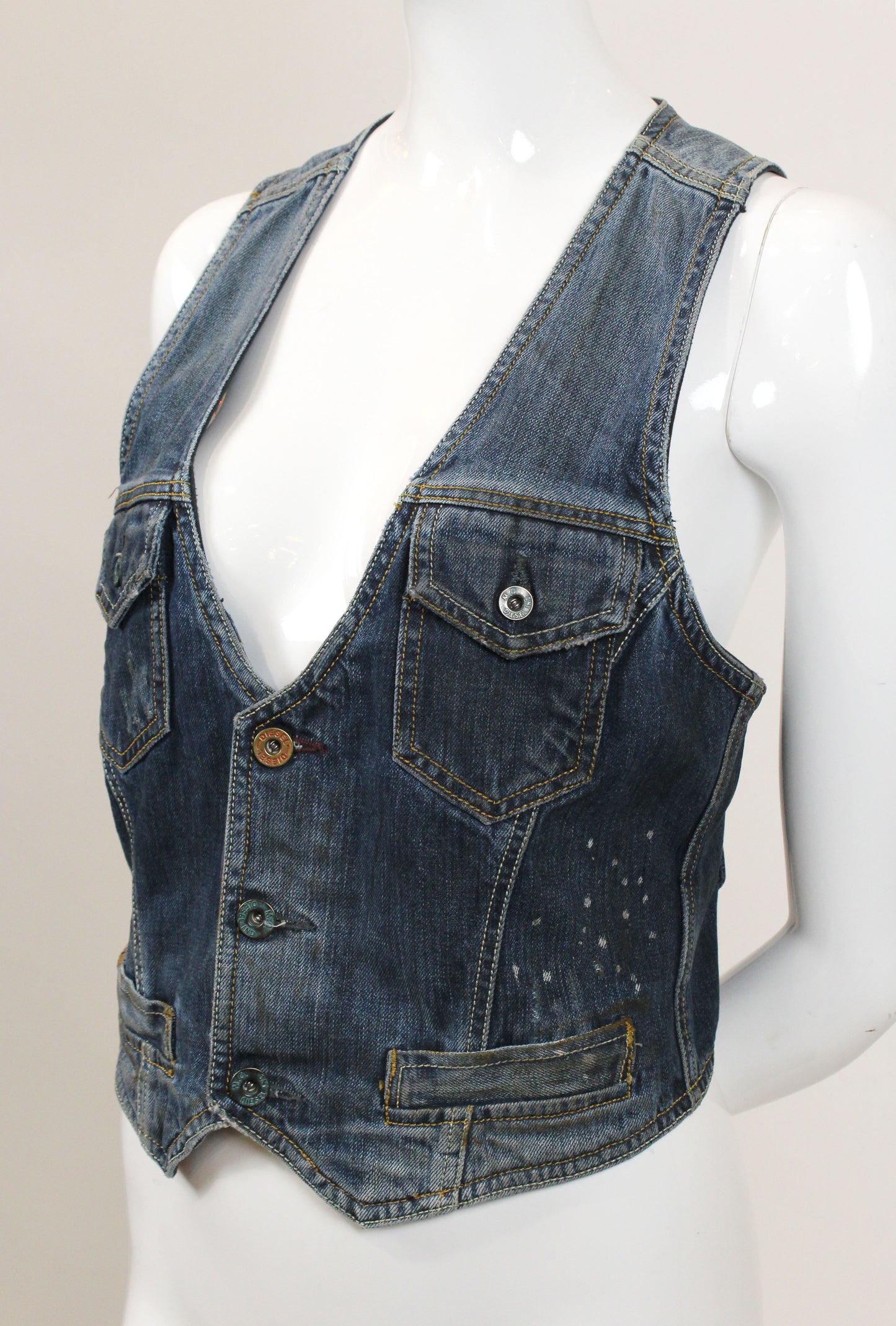 Vintage Diesel Distressed Denim Vest