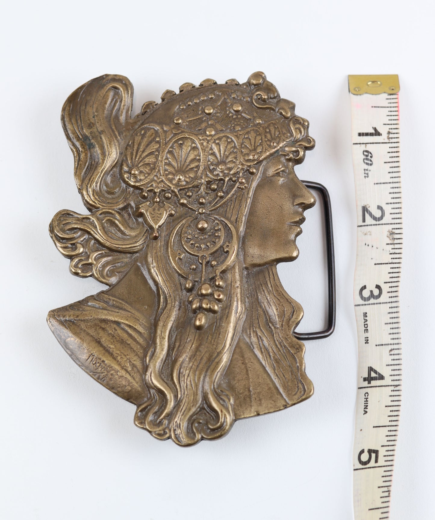 Bohemian Nouveau Brass Belt Buckle