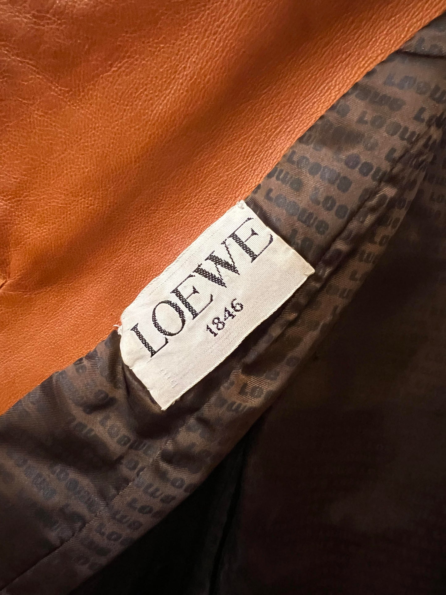 Vintage Loewe 1970s Cognac Leather Trench Coat