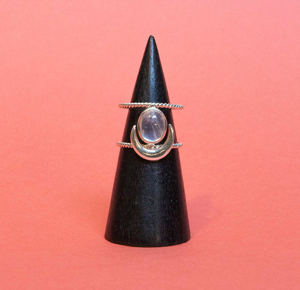 Crescent Moonstone Ring