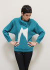 Teal Angora Bolt Sweater