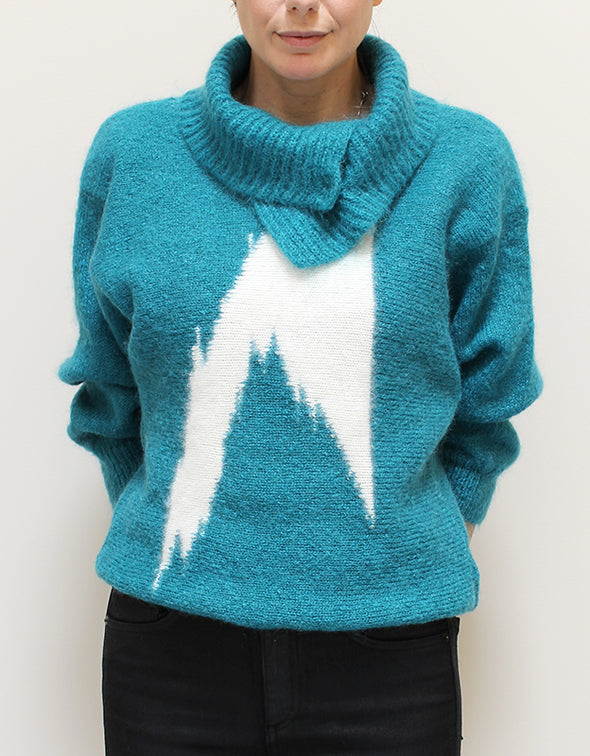 Teal Angora Bolt Sweater