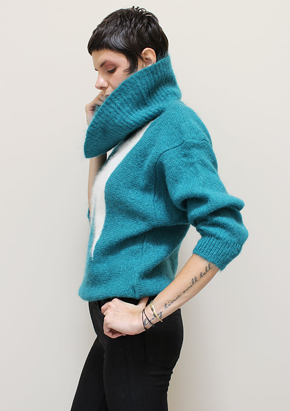 Teal Angora Bolt Sweater